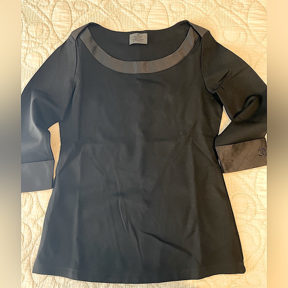 CHANEL Black and Gray Women's Top